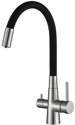 3 Wege Wasserfilter Wasserhahn Küche Trinkarmaturen Spültischarmatur Edelstahl Küchenarmatur 1 Loch Schwenkauslauf 2 Wasserauslässe Gebürstete Mischbatterie für Küchenspüle