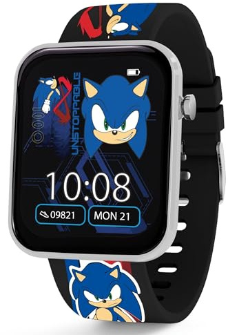 SONIC Sega The Hedgehog Black Printed Strap Interactive Smart Watch with Activity Tracker, Alarms, Heart Rate, Cmaera, Music, Multiple Dials, Weather Alerts and More!