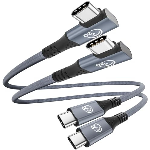 USB C 3.2 Gen 2 Kabel 90 Grad 0.3m 2Stück, 20Gbps USBC Datenkabel Winkel | 5K/4K Videokabel, PD3.1 240W 48V/5A Kurz USBC auf USBC Schnelllade Ladekabel, für iPhone 17 16, MacBook iPad, Galaxy S26 S25