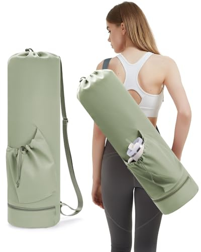 Yogatasche mit Nassfach und Flaschentasche Sporttasche Damen Verstellbarer Schultergurt Gym Yoga Tasche für Pilates Yogamatten & Yoga-Zubehör (Patent Angemeldet)