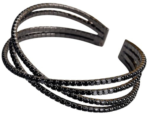 Karma NH11000483 Armreif Damen Schwarz Strass modernes Design Armband modern elegant Geschenkidee Damenschmuck Damenarmreif