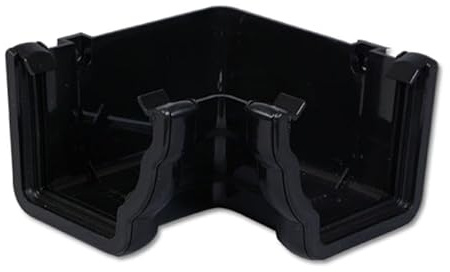 Flo Plast Ogee Gutter 110mm x 80mm Niagara Internal 90° Corner Angle Black RAN1.BL