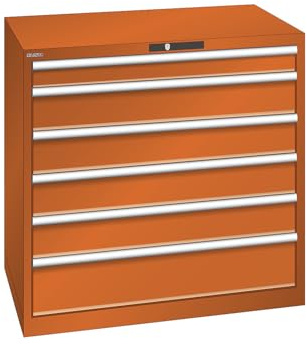 kaiserkraft | ESD-Schubladenschrank | BxTxH 1023 x 725 x 1000 mm | 6 Schubladen | Traglast 200 kg | orange