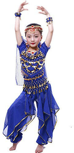 Astage Fille Carnaval Belly Dance Costume Haloween Oriental Cosplay Vêtements Bleu marine L