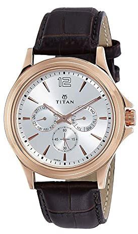 Titan Workwear Herren-Chronograph, Quarz, wasserabweisend, Edelstahlband, Braun, Chronograph