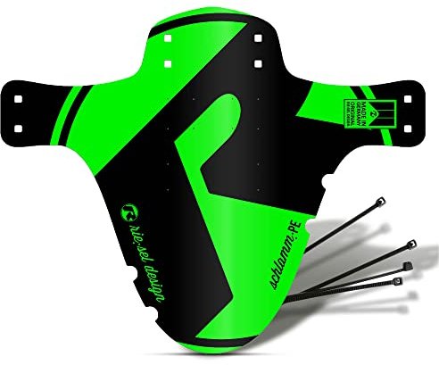 Riesel Design 1x Mudguard - schlamm:PE - MTB Schutzblech inkl. Kabelbinder/Stylisches Fahrrad Schutzblech & modernes Mountainbike Schutzblech für jede Fahrradgröße (green)