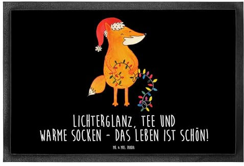 Mr. & Mrs. Panda 40 x 60 cm Fußmatte Fuchs Weihnachten - Geschenk, Füchse, Wintermotiv, Fußmatte innen, Fußmatte außen wetterfest, Heiligabend,