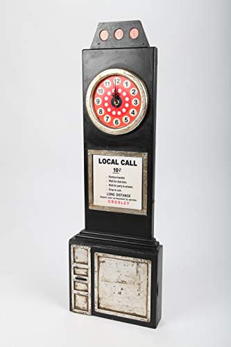 point home Design-Wanduhr Telephone, Schlüsselkasten, LED, schwarz/weiß, 79cm