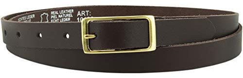 Ledergürtel echt Leder Damengürtel GOLD Schnalle 2 cm breit Hüftgürtel Jeansgürtel Damen Gürtel Casual Jeans schmal business | Vascavi | Made in Germany (100 cm Gesamtlänge 115 cm, Dunkelbraun)
