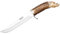 Joker Cuchillo de Caza Jabato CT34 con Mango de asta de Ciervo Tallado a Mano, Hoja de 17 cm, Funda de Cuero marrón. Herramienta de Pesca, Caza, Camping y Senderismo