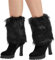 Nanxson Damen Mädchen Stulpen Furry Fuzzy Beistulpe Beinwärmer Kurz Beinlinge Strumpf (Schwarz)