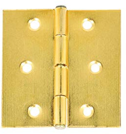 Mobila RS00236 Cerniere quadre con Spina Fissa, in Ferro ottonato, 40 x 40 mm, 2 Pezzi, Ottone, 2 unità