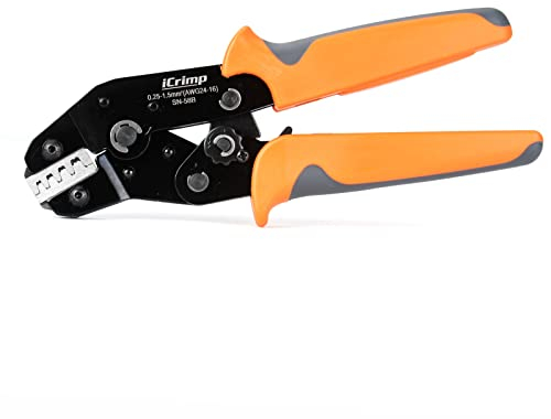 iCrimp SN-58B Hand Crimping Tool Crimper 0.25-1.5mm² for Crimping Non-Insulated Plug Connectors, Open Barrel Female Quick Disconnect