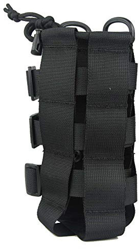 PatiosGuard Tactical Water Bottle Pouch for Molle Systems, Adjustable Outdoor Sports Kettle Carrier Holder (Black)