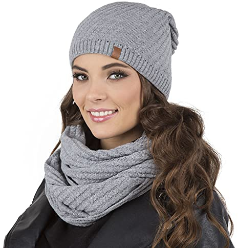VIVISENCE Winter Mütze Für Damen Beanie Mit Verlängertem Schnitt Aus Wärmendem Garn Herbst Gemütlich Ideal Für Kalte Wintertage Und Outdoor-Aktivitäten Modell 7017, Hellgrau,Einheitsgröße
