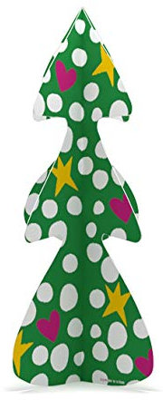 Agatha Ruiz de la Prada Grande Albero di Natale su Carta Rigida Verde Stelle e Cuori 75x152 cm - Stampato su Carta Rigida - Albero Decorativo