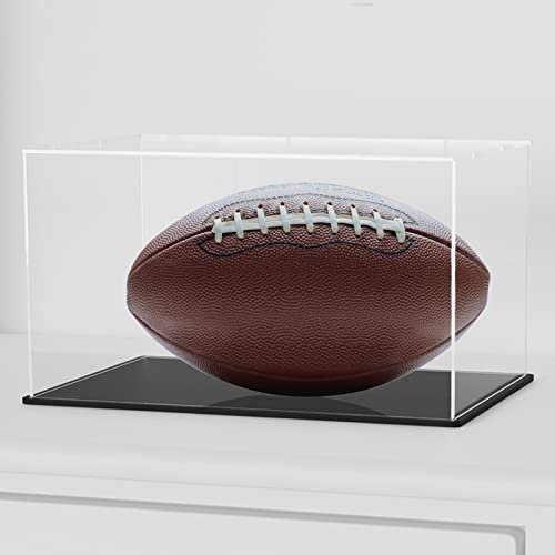 HEMYLU Fußball-Vitrine, Acryl-Displaybox mit mattschwarzem Boden, kompatibel mit Fußball in voller Größe, UV-geschützt, saubere Fußballhülle mit Deckel-Design (30,5 x 20,3 x 20,3 cm)