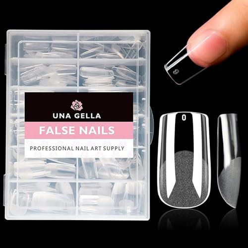 UNA GELLA Medium Square Tips für Gelnägel, 504 Stück 10 Größen, Soft Gel Press-On Nails, Vorgeformte Full-Cover Nagelspitzen, Acryl Nagelverlängerung für Nagelkunst & Home DIY