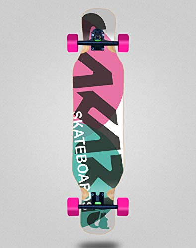 Skate Skateboard Longboard complet 46 x 10 Sakari FUS Rose Turq