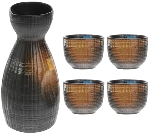 1 Set 5- Stück Japanische Sake Set Keramik Gläser 1 Flasche Und 4 Sake Cups für Home Restaurant Party