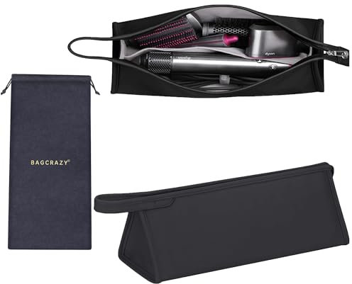 Pu Leather Travel Case Compatible with Dyson Airwrap Styler/Shark Flexstyle, Portable Carrying Case for Dyson Supersonic Hair Dryer, Shockproof Protection Organizer Bag Travel Storage Bag, Black