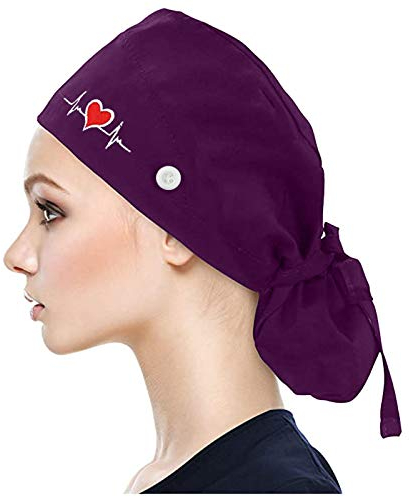 AIchenYW op haube Herren Schrubben Kappe mit Knöpfen Peeling Kappe für Arzt Krankenschwester Zahnarzt Chemo Bandana langes Haar Chirurgen-Mütze Verstellbar Kochmütze Kopfhauben