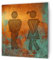 DECOHO - Panneau pictogramme de signalisation · Toilettes Mixtes Humoristique | Texture Cuivre - Marron