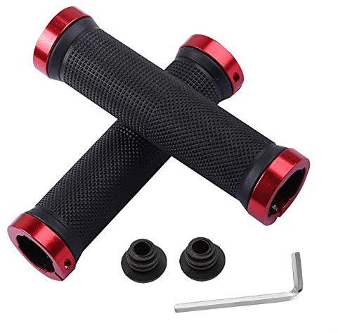 SHULLIN 1 Paar Fahrradgriffe Ergonomisch Grips Lenker Griffe Bike Handgriff MTB Griffe Handgriffe mit Aluminium Lock und Inbusschlüssel, für 22,2 mm Fahrrad (Rot)