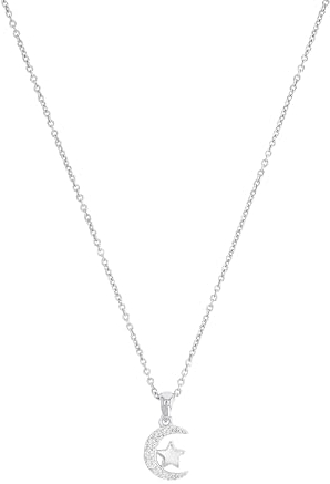 Prinzessin Lillifee Kette mit Anhänger 925 Sterling Silber Mädchen Kinder Halsschmuck, mit Zirkonia synth., 35+3 cm, Silber, Mond/Sterne, Kommt in Schmuck Geschenk Box, 2035335