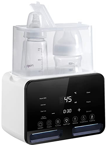 Sinbide Chauffe-biberon Stérilisateur pour Bébés 7-en-1 Chauffe-lait, Dégivrage Réchauffeur Rapide Pour Aliments avec Veilleuse Grand Écran LCD