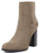 QUEEN HELENA Tronchetti Stivaletti con Tacco Basso Zip Laterale Casual Donna X27-173 (Khaki, Numeric_38)