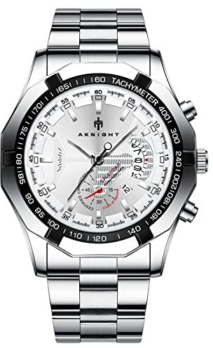 BY BENYAR AKNIGHT Herrenuhren Chronograph Analogue Quartz Armbanduhr für männer Stahlband Herren Fashion Business Design Elegantes Geschenk 30M Wasserdicht