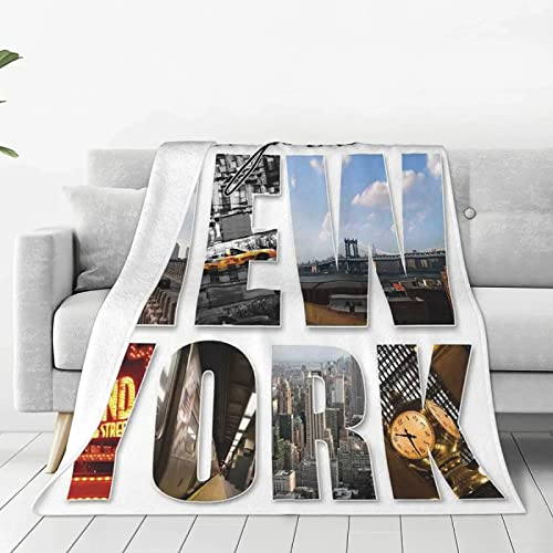 Kuscheldecke 150x200 New York, 3D Gedruckte Flanell Fleecedecke Modern Weiche und Warme Wohndecke, Decke als Sofadecke, Tagesdecke Wolldecke für Kinder Erwachsene