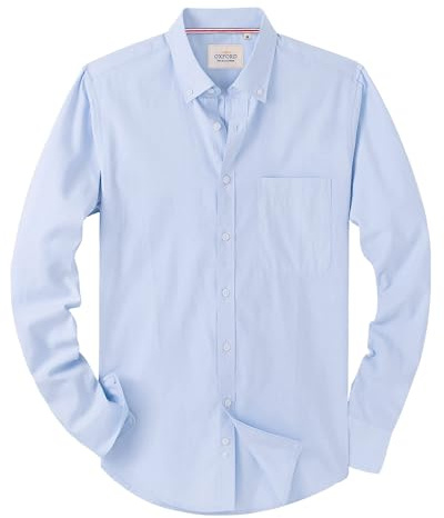 J.VER Oxford Herren Hemd Bügelfrei Regular Fit Hemd Langarm Casual Hemd aus Oxford Button Down Hemd Faltenfrei Freizeithemd mit Tasche