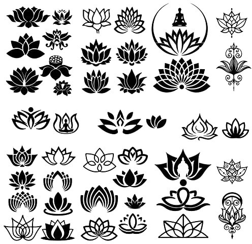 craspire Wandaufkleber, Lotus-Aufkleber, Schwarze Blume, Fensteraufkleber, Wasserdicht, Entfernbar, Vinyl-Wandkunst Für Toilette, Schlafzimmer, Wohnzimmer, Dekoration
