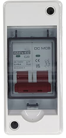 2P DC Disjoncteur Miniature, 1000V 20A IP65 Disjoncteur de Déconnexion étanche pour Système Solaire PV