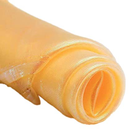 Wambere 150cmx5m Organza Stoffe,Glanz Satin Modestoff Dekostoff Kostümstoff Stoffe zum Nähen Meterware Dekorieren,Brautschleiern Hochzeitskleid Tischläufer Hochzeit Geburtstag Party Deko,Gold
