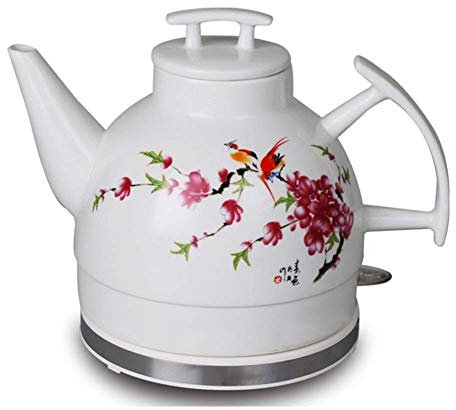 Hervidor eléctrico de cerámica Tetera de agua inalámbrica, Tetera-retro Jarra de 1L, 1000W Agua rápida para té, café rápido (Color : B) Present