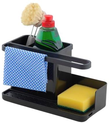 simplywire – Cesta para Fregadero – Organizador para Fregadero – Bandeja de Goteo extraíble – Antideslizante - Negro