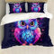 ZFRXIGN Eulen-Bettwäsche-Set für Schlafzimmer, dekorative Galaxie-Tagesdecke, Bettüberwurf, Doppelbett (1 Bettbezug, 2 Kissenbezüge), Tier, Kinder-Bettwäsche, Dekorationen, lila, blau