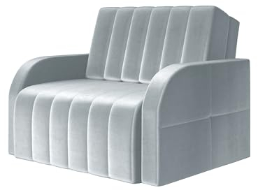 Schlafsessel mit Bettfunktion Schlafsofa mit Bettkasten Sessel mit Schlaffunktion Klein und Gemütlich Sofa Couch Gästebett Relaxsessel Kindersofa 101x104x90 - MONTANA 80 (Hellgrau - Paros 05)