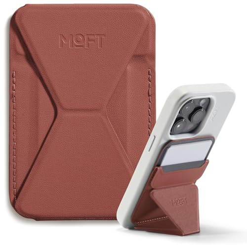 MOFT MagSafe Wallet Ständer für iPhone 16/15/14/13/12 Serie Kompatibel mit MagSafe, MOVAS Vegan Leder Magnetischer Handyständer mit 3 Betrachtungswinkeln, 2 Kartenhalter (Sienna Brown)