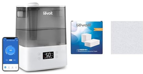 LEVOIT Humidifier for Bedroom Baby Home, 6L Large Tank, Top-Fill Cool Mist Air Humidifier & Humidifier LV600HH White Black Aroma Pads (12 Pack) Perfectly