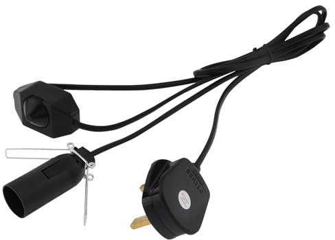 RTNLIT Himalayan Salt Lamp Cord with Dimmer Switch, 1.8m Original Replacement Power Cable with E14 Bulb Holder, UK Plug Light Fitting Spare, for Crystal Salt Rock Table Lamp