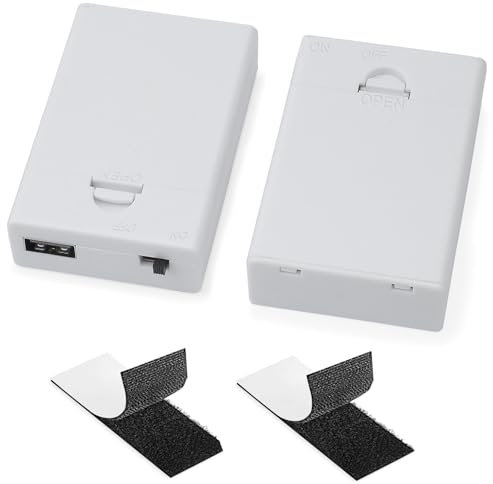 Goweewon Lot de 2 supports de 3 piles AA, 4,5 à 5 V USB pour lumières, boîtier de piles AA avec interrupteur marche/arrêt, blanc