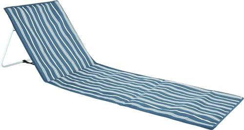 matrasa Strandmatte gestreift mit Verstellbarer Rückenlehne - 155x53 cm - Strandliege faltbar Blau