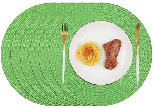Homcomodar Tischsets Rund 6PCS Platzsets Abwaschbar 34cm Platzdeckchen Hitzebeständigem Tisch Tischsets Essensmatte für Küche Abendessen(Grün)