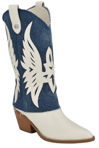 Guess Stivali da donna Raegan Western, Denim/Bianco 140, 39 EU