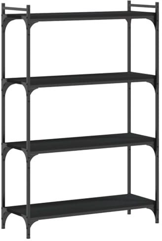 Bücherregal 4 Fächer Standregal freistehendes Büroregal Aktenregal Aufbewahrungsregal Lagerregal für Wohnzimmer, Schwarz 80x30x120 cm Holzwerkstoff