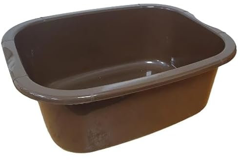 TRTO 1Pcs Brown Colour 11 Litres Washing Up Bowl Rectangular Plastic Multi-Purpose Basin Mixing Sink Portable Wash Basin, Plastic Kitchen Sink Tidy Organisers
